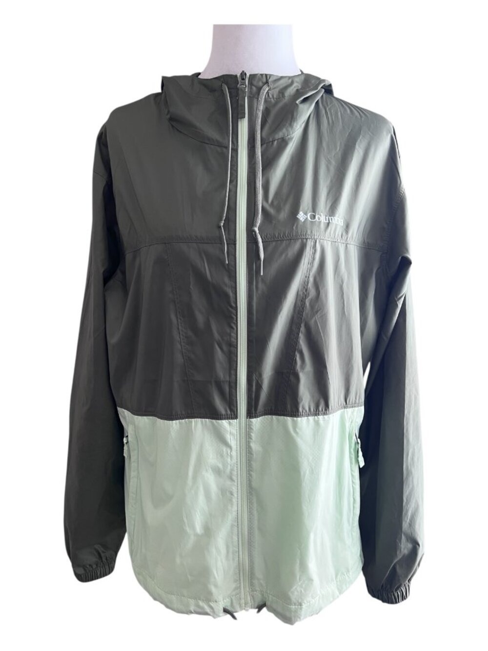 Columbia Women's Flash Forward Windbreaker Jacket Dark/Light Green - Size Medium